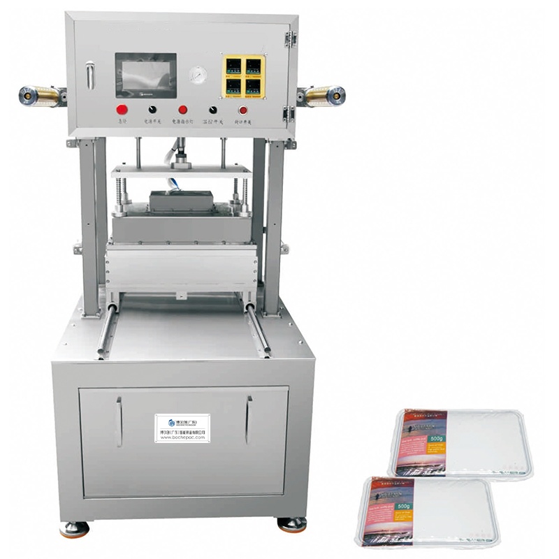 Vertical modified atmosphere locking and sealing machine